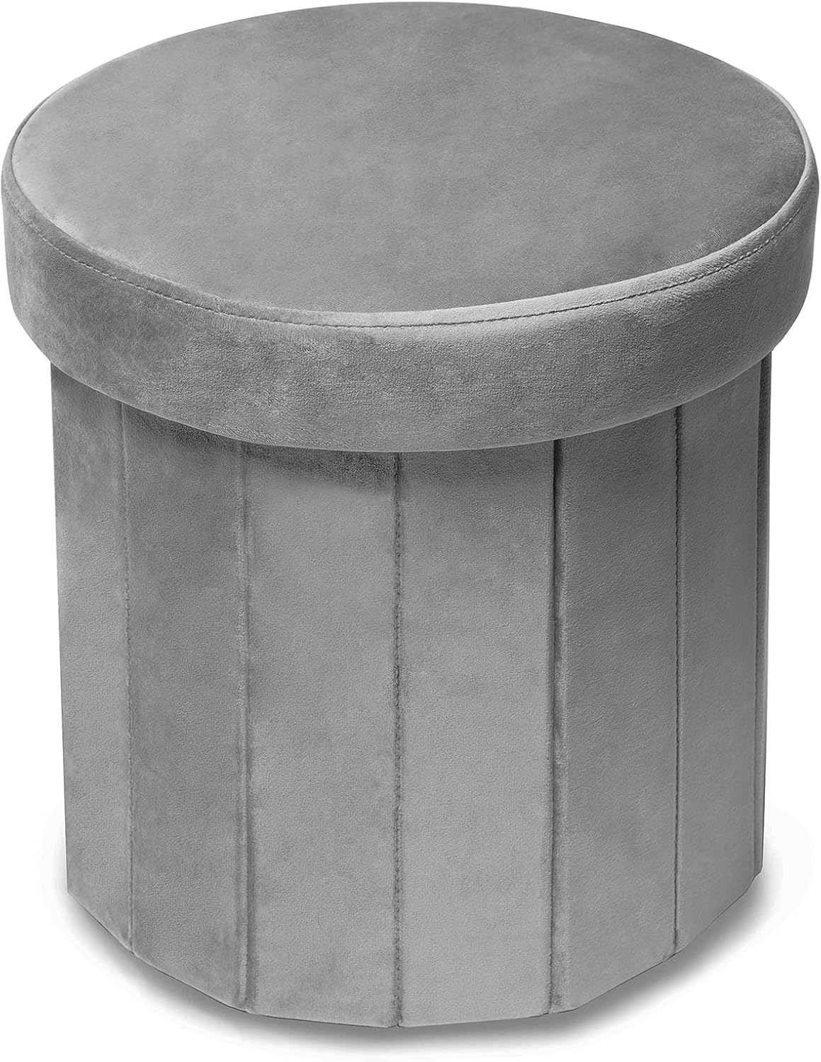 Phantoscope Storage Ottoman Round15 Inch, Velvet Folding Storage Boxes Footrest Foot Ottoman Toy Box