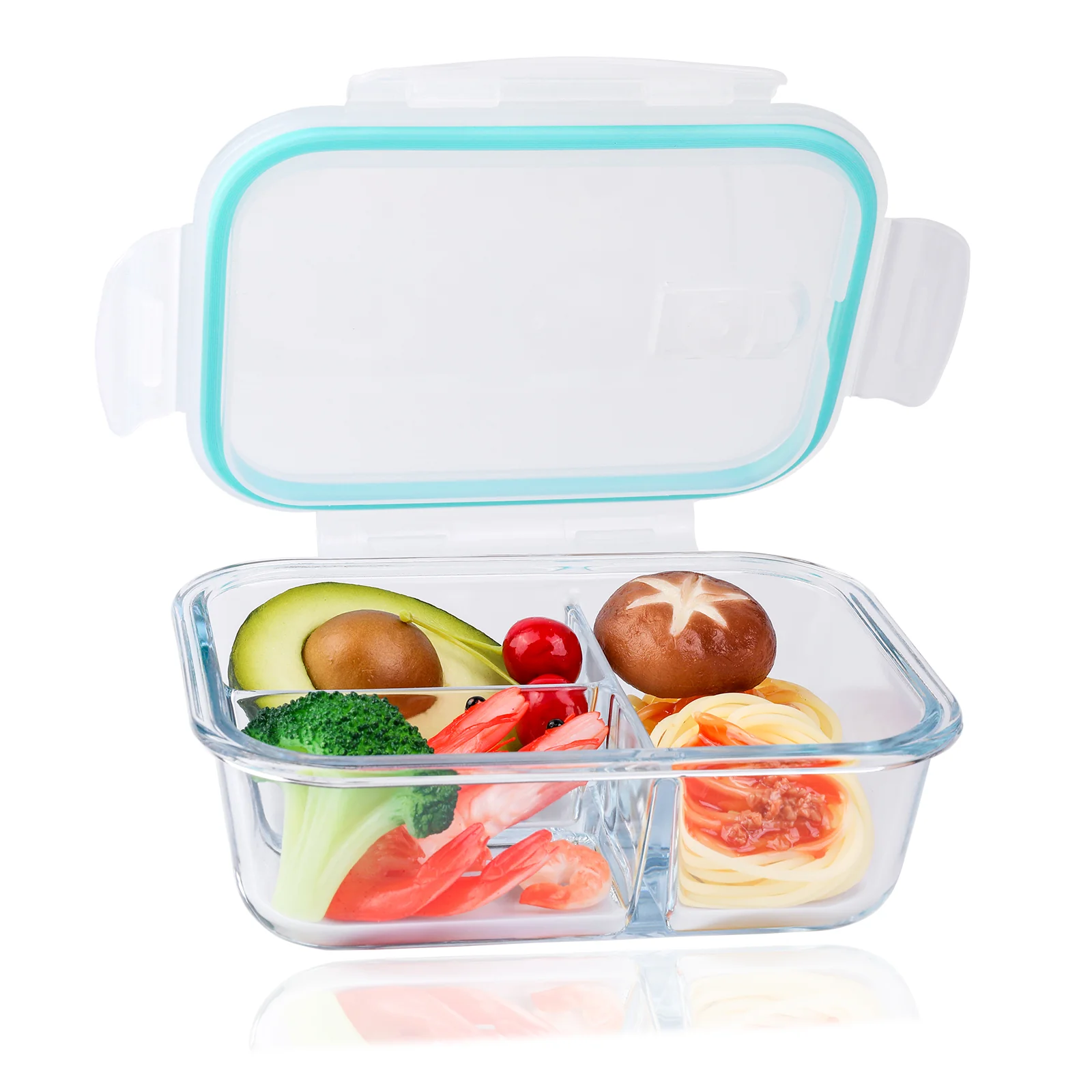 1040ML ,3 Compartment Glass Meal Prep Containers