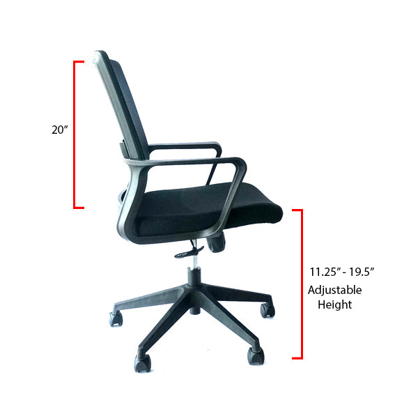 Mid-Back Office Chair W/Mesh Back and Padded Seat 804-1B