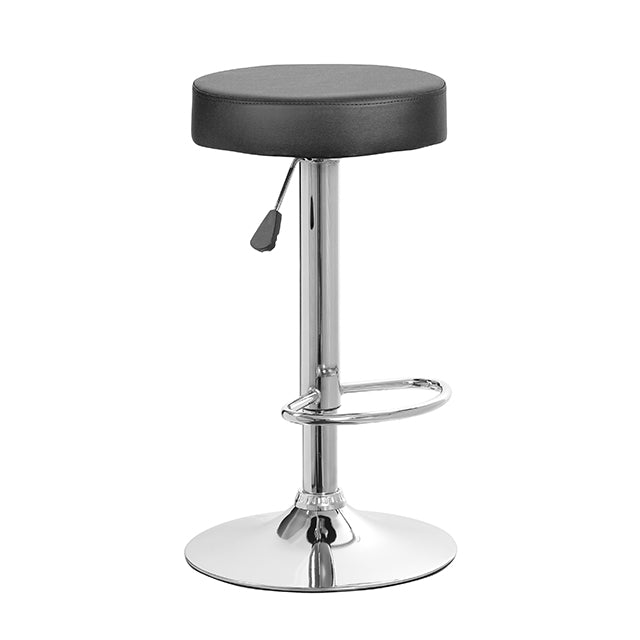 Barstool Round Black PU Leather Swivel HGT-ADJ 25-34