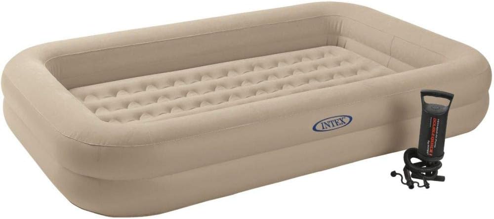 Intex 66810 Kids Inflatable Raised Frame Travel Air Mattress with Hand Pump