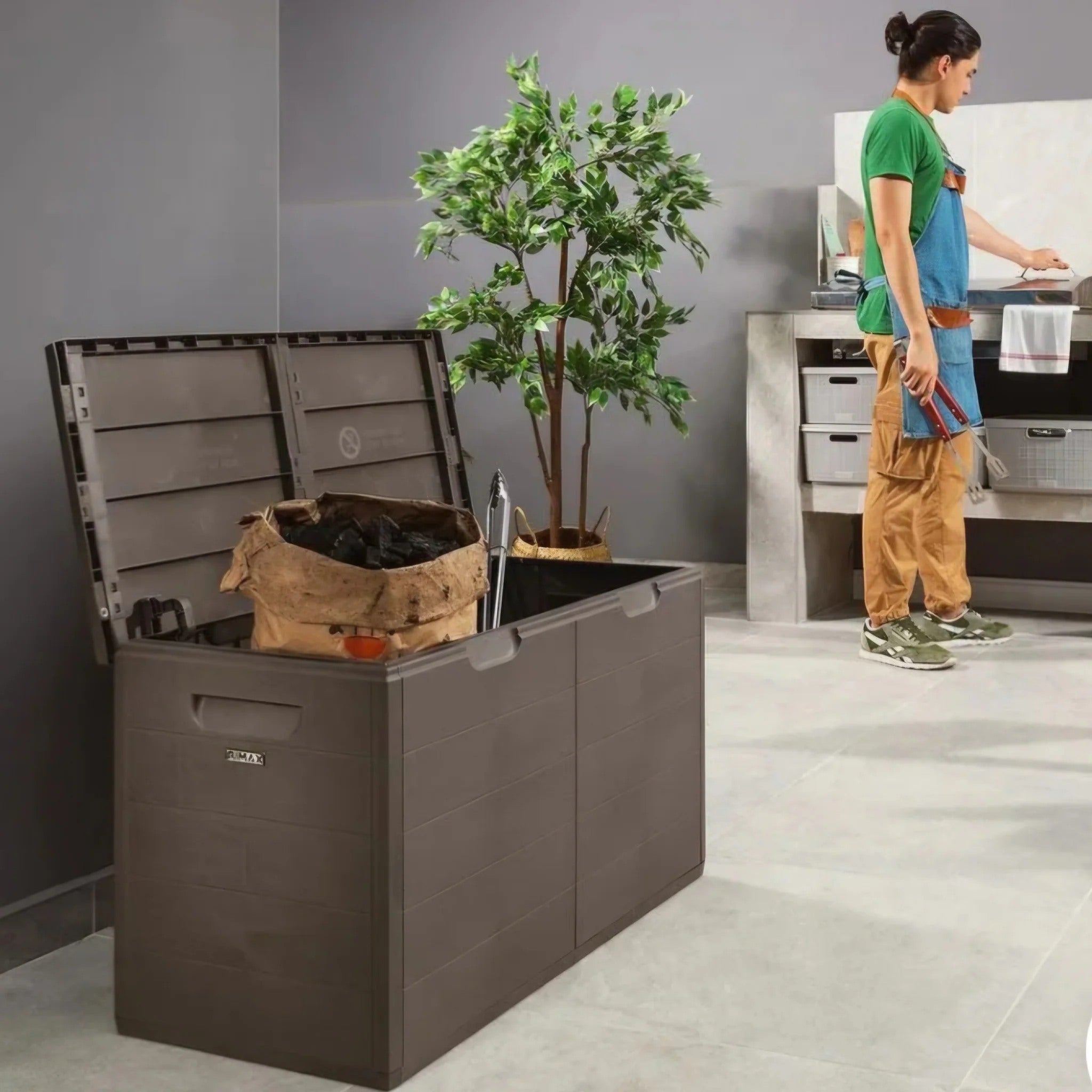 Rimax 53 Gallon Resin Deck Storage Box (200 Liters) MOCHA (14220)
