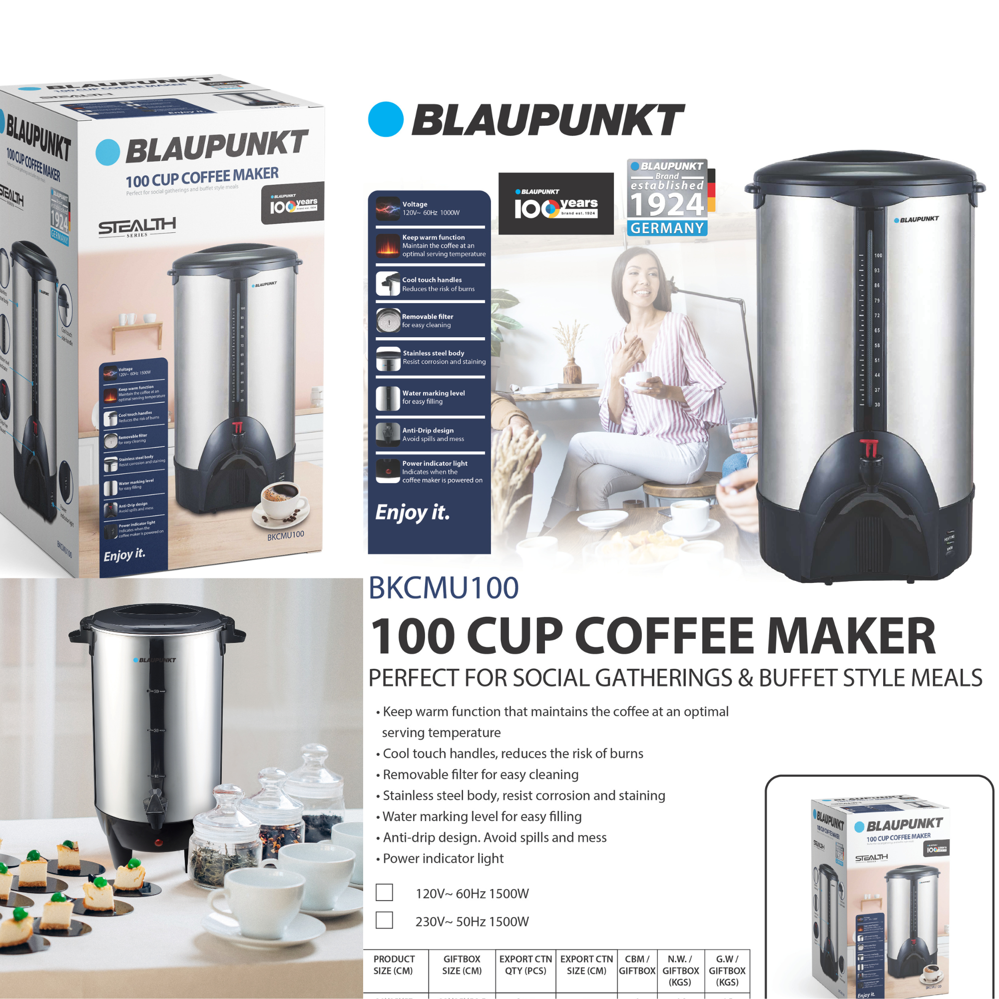 Blaupunkt 100 Cup Coffee Maker 1500W