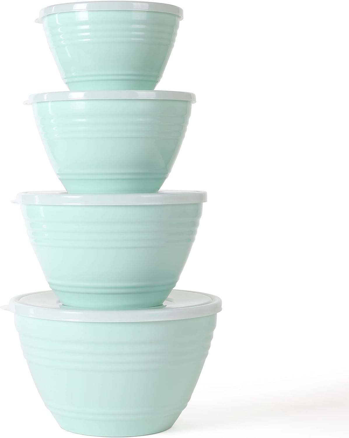 Martha Stewart Hoyt 8 pc Round Mixing Bowl Set w/Lid - 6.2 QT, 4.3 QT, 2.8 QT, 1.8 QT, Martha Blue
