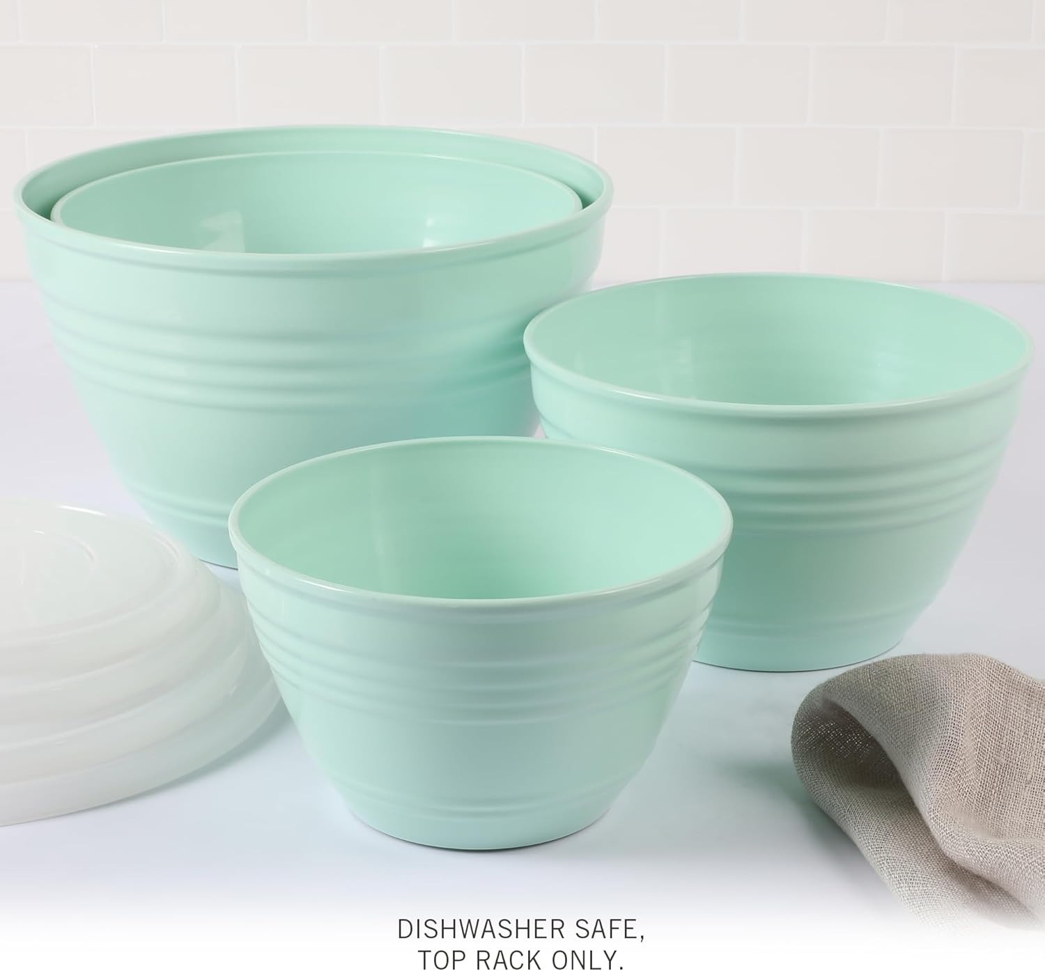 Martha Stewart Hoyt 8 pc Round Mixing Bowl Set w/Lid - 6.2 QT, 4.3 QT, 2.8 QT, 1.8 QT, Martha Blue