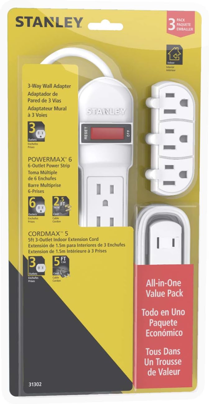 Stanley 31302 PowerMax Value Pack, 3pc Multi-Outlet Kit Total