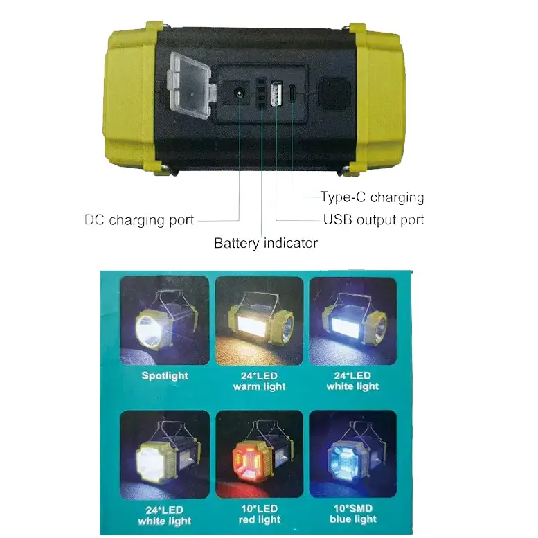 Portable Solar lantern LS-228-LED WHITE+RED+BLUE+YELLOW