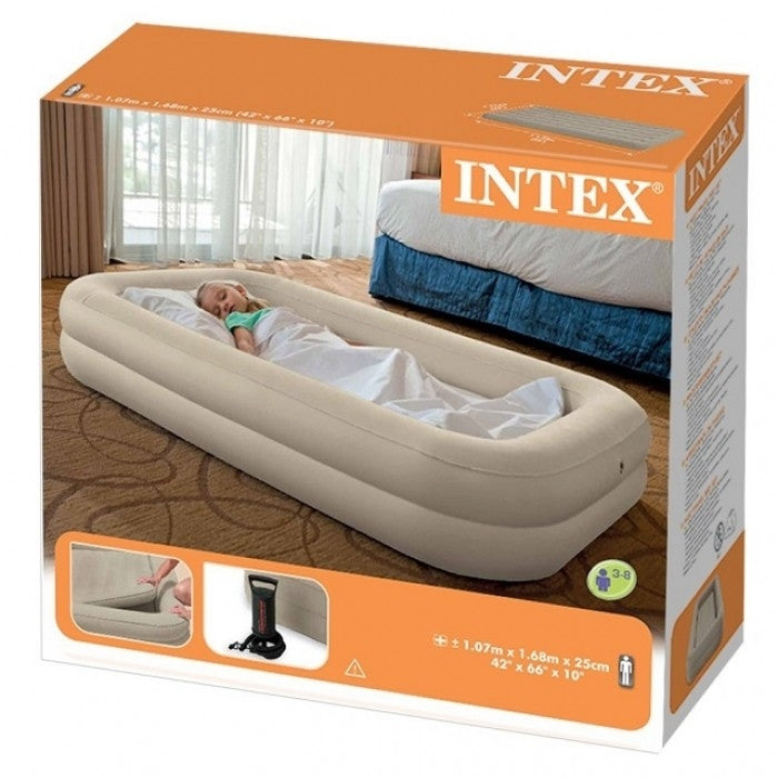 Intex 66810 Kids Inflatable Raised Frame Travel Air Mattress with Hand Pump