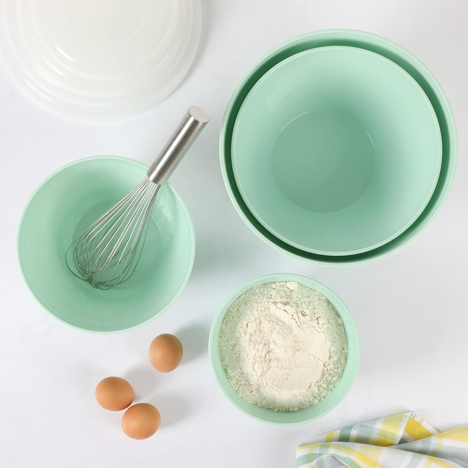 Martha Stewart Hoyt 8 pc Round Mixing Bowl Set w/Lid - 6.2 QT, 4.3 QT, 2.8 QT, 1.8 QT, Martha Blue