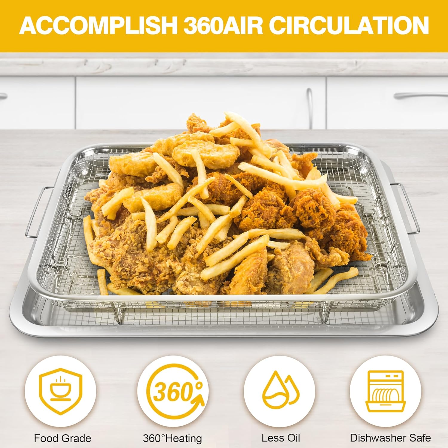 Small Air Fryer Basket for Oven Air Fryer Basket and Tray Stainless Steel for Cooking Baking and Broiling !