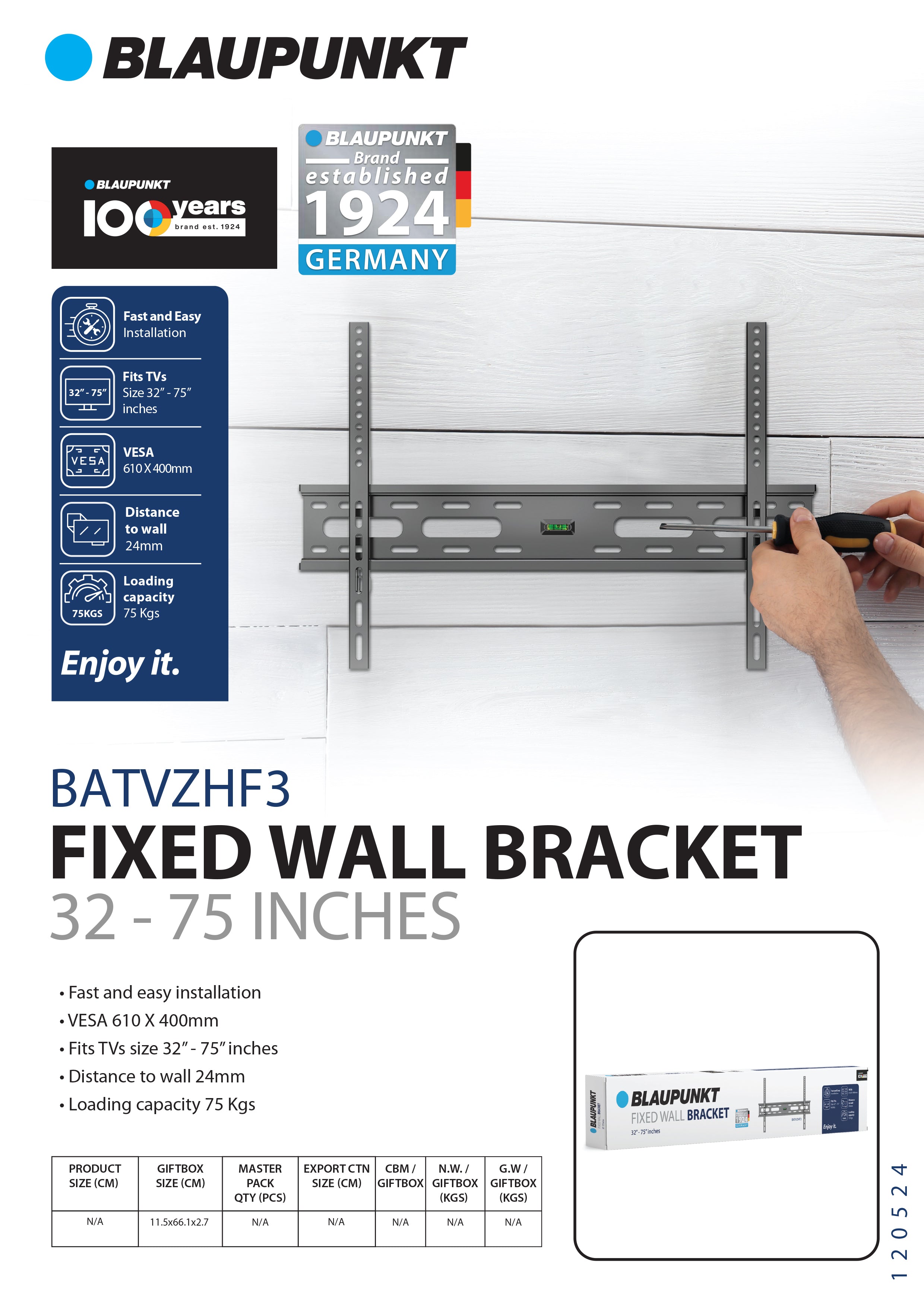 Blaupunkt Fixed Tv Bracket 32-75