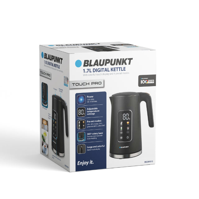Blaupunkt 1.7L Digital Kettle  with Colorful Touch Display and 4 Preset Modes. 120V~60Hz 900-1100W