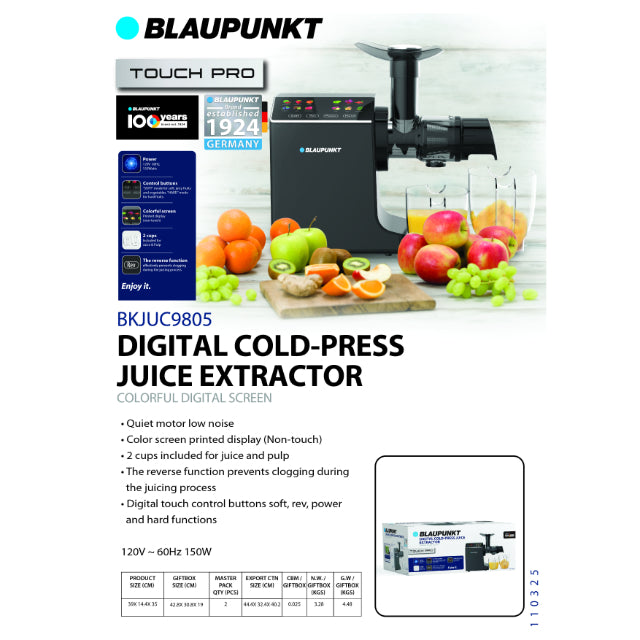 Blaupunkt Digital Cold-Press Juice Extractor with Colorful Digital Screen 	BKJUC9805
