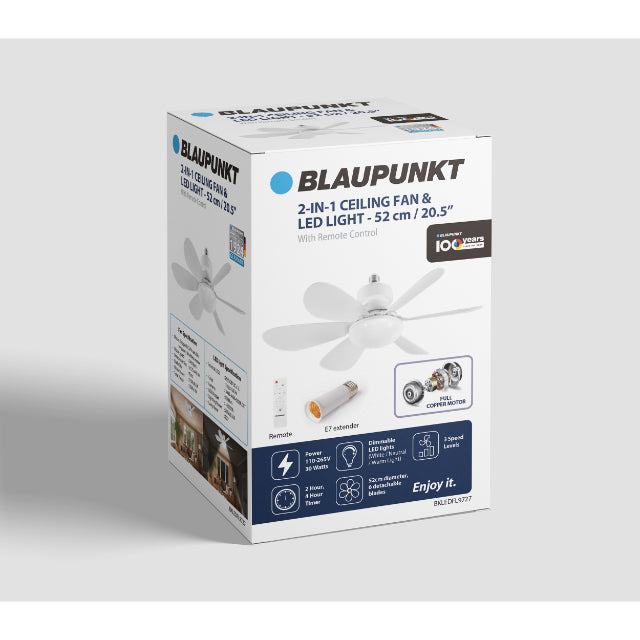 Blaupunkt 2-in-1 Ceiling Fan & LED Light with Remote Control BKLEDFL9727