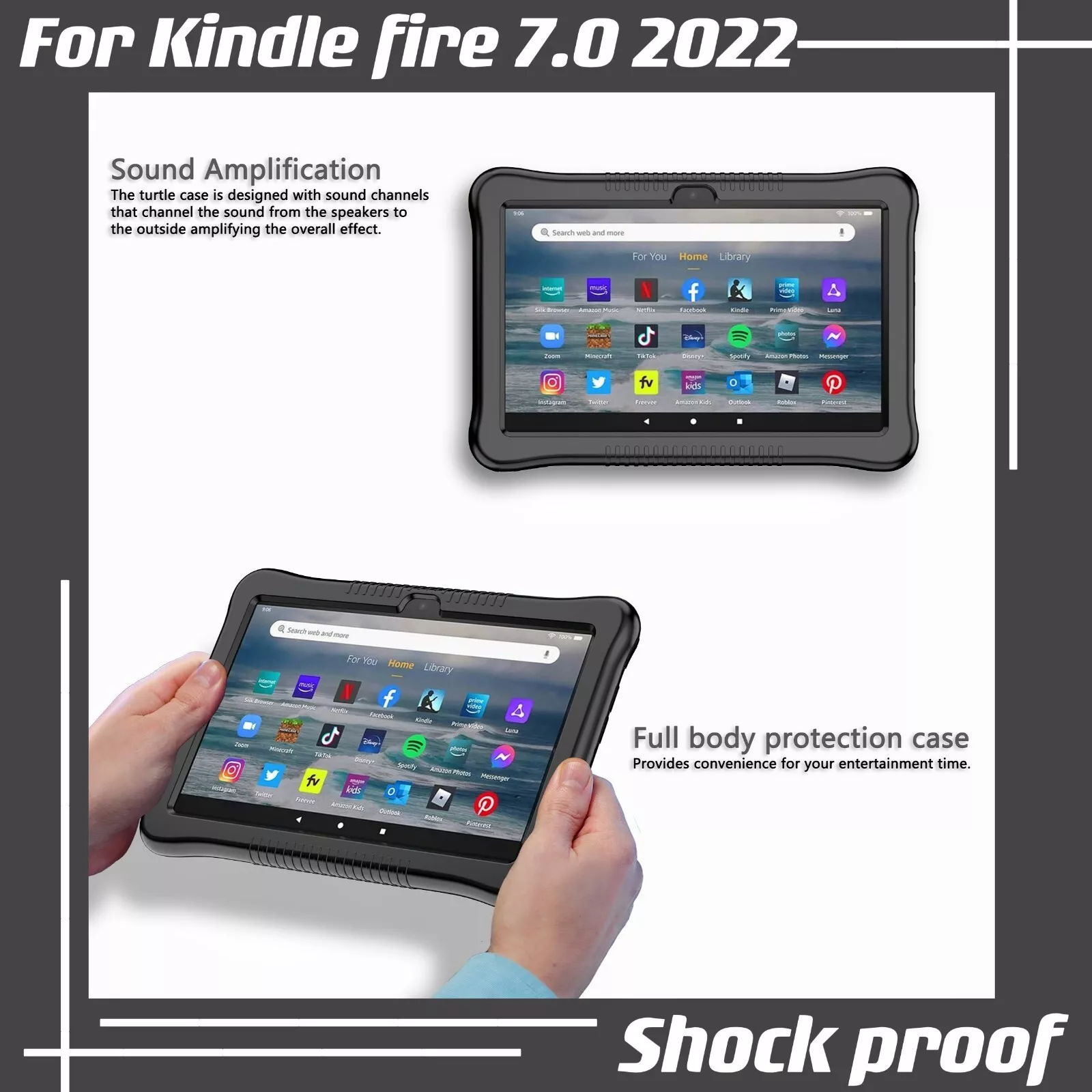 Amazon Fire 7 Tablet Case 12th Generation 2022 with Free HD Screen Protector and stylus pen included