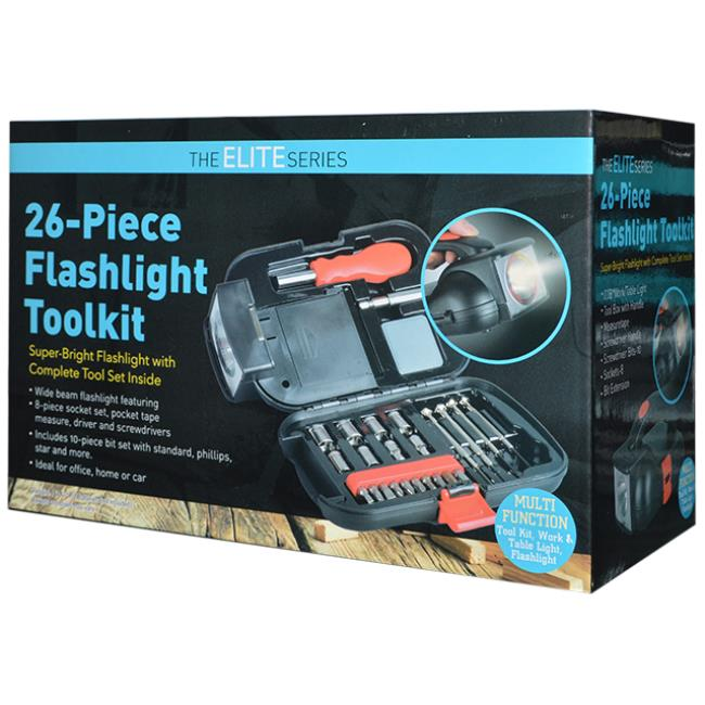 The Elite Series 26 Piece Flashlight Toolkit, Ideal for Home, Office or Car Use. Great for Emergencies and Small Household Repairs- 10002411