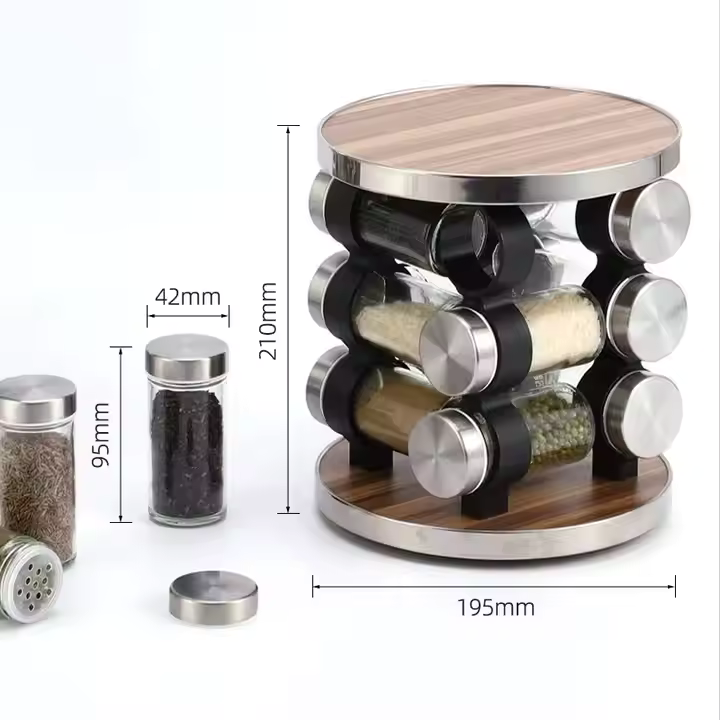 3 Tier Rotating Seasoning Rack with 12 Jar Countertop Spice Rack for Kitchen Organizer 