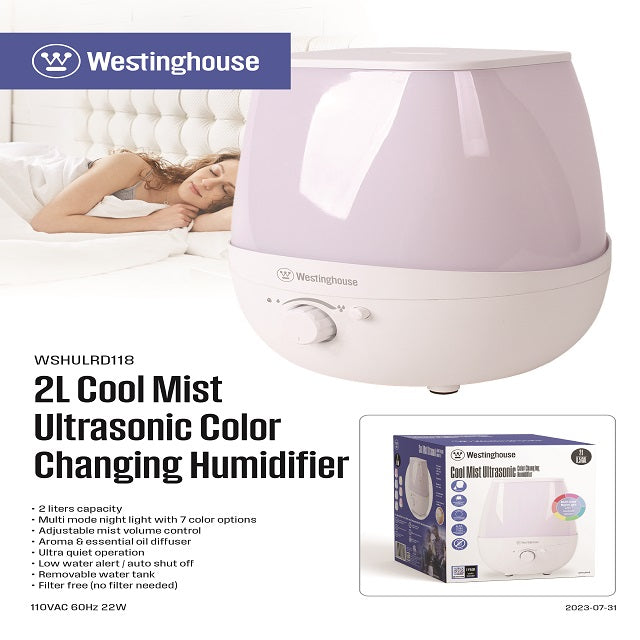 Westinghouse Cool Mist Color Changing Ultrasonic Humidifier WSHULRD118 ...