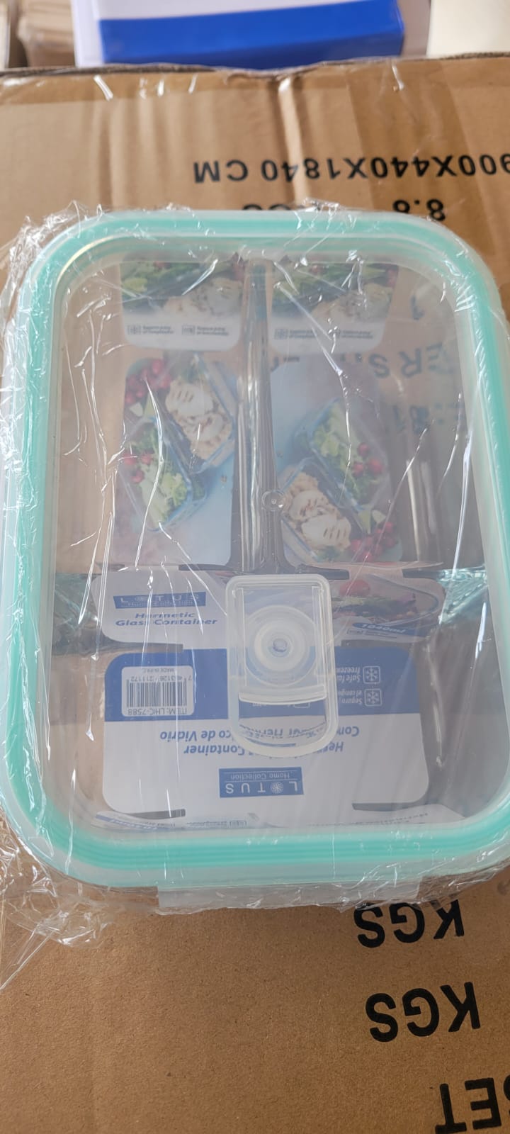 1040ML ,3 Compartment Glass Meal Prep Containers
