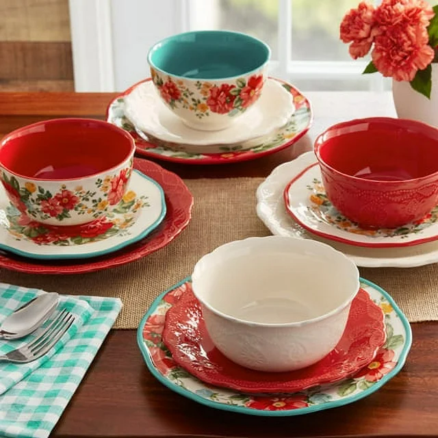 The Pioneer Woman Assorted Dinnerware Set, 12-Piece Set