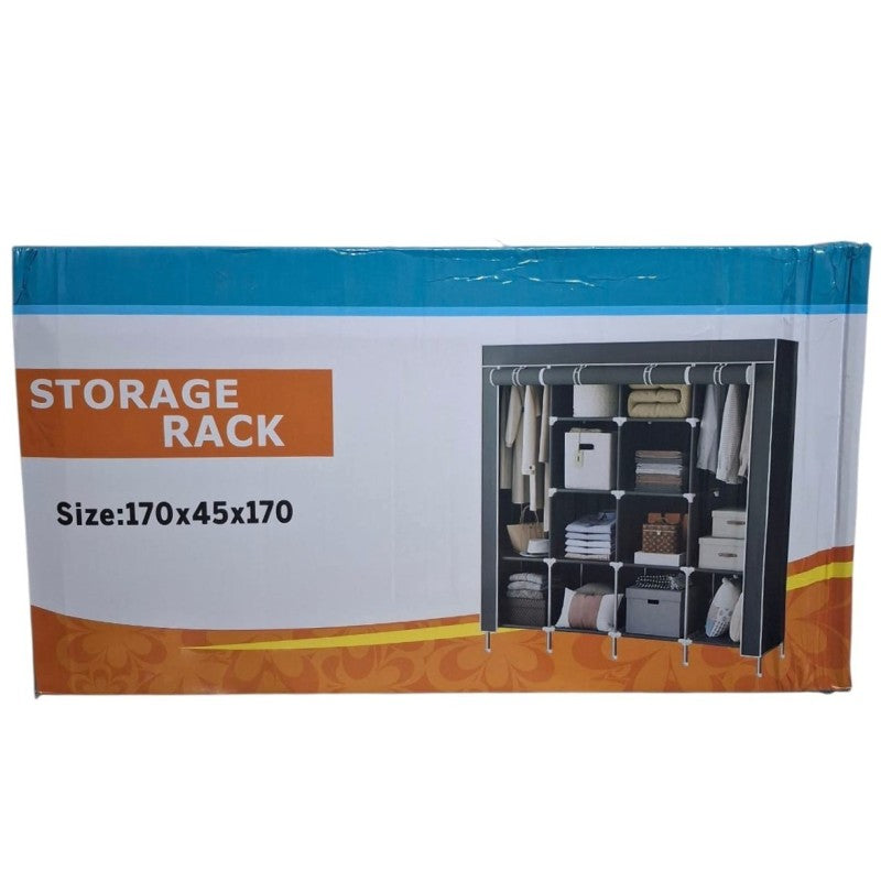 12 Shelves Collapsible Wardrobe Closet Clothes Storage Rack 28170