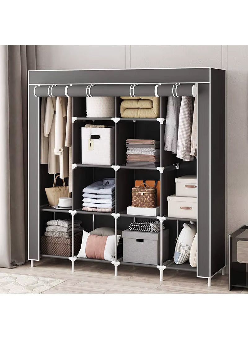 12 Shelves Collapsible Wardrobe Closet Clothes Storage Rack 28170