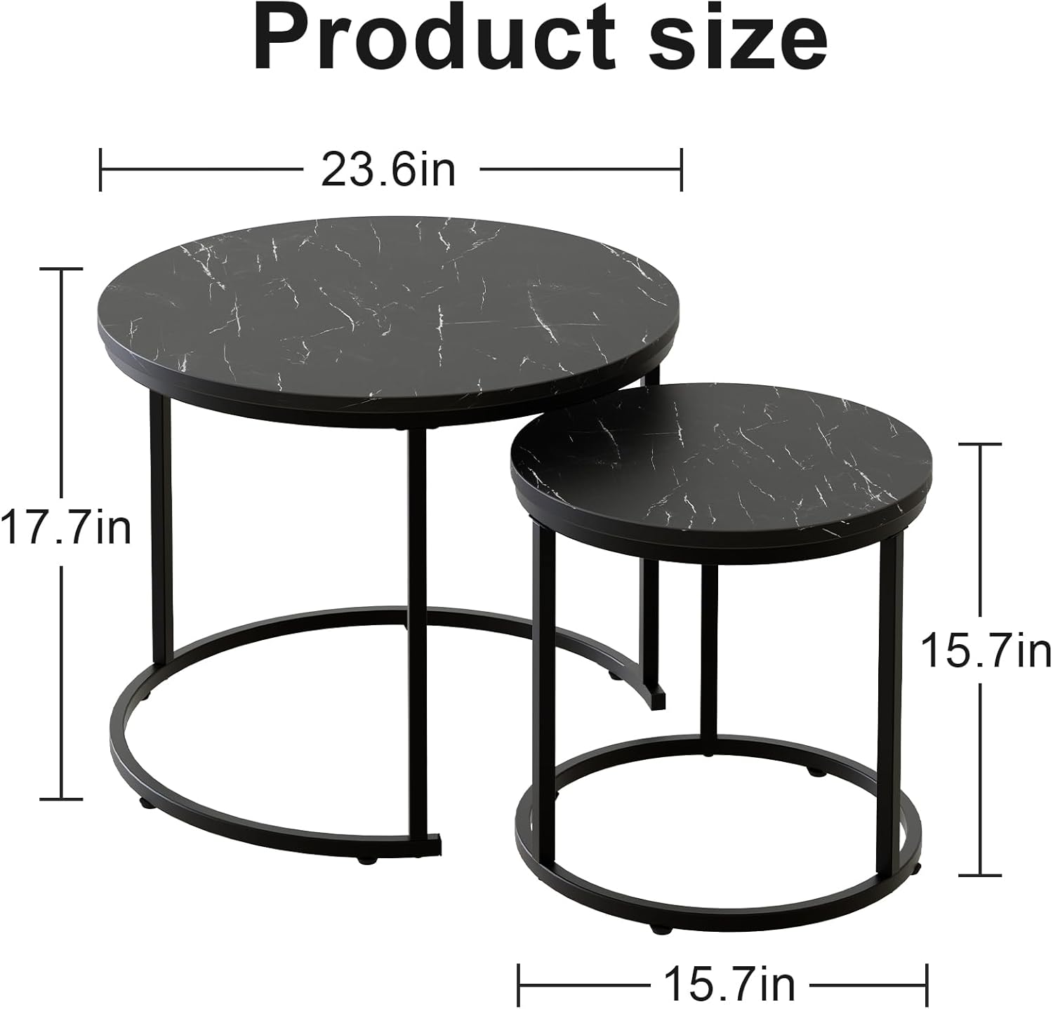 Get the Round Nesting Coffee Table Side Table Set of 2 End Tables for Living Room Bedroom Balcony