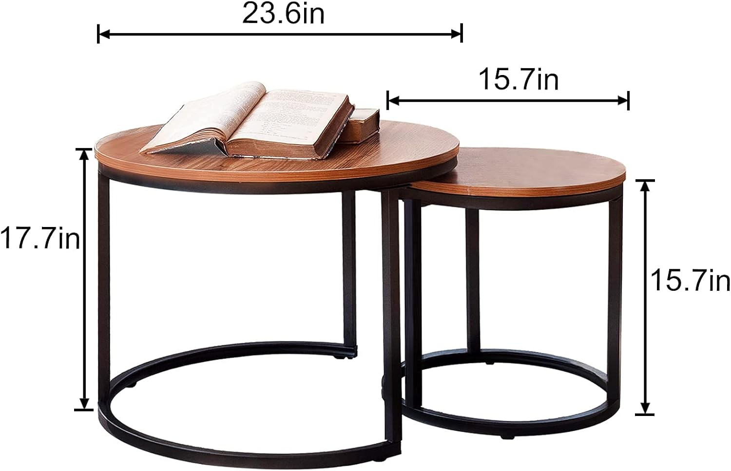 Get the Round Nesting Coffee Table Side Table Set of 2 End Tables for Living Room Bedroom Balcony