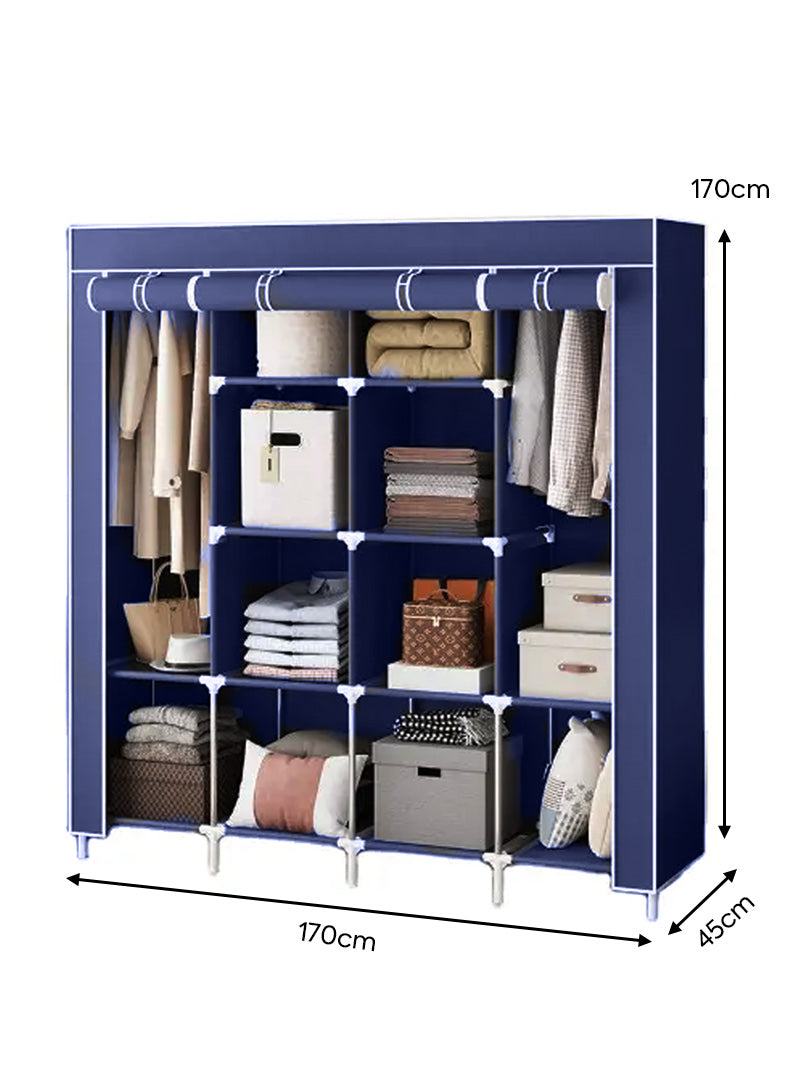 12 Shelves Collapsible Wardrobe Closet Clothes Storage Rack 28170