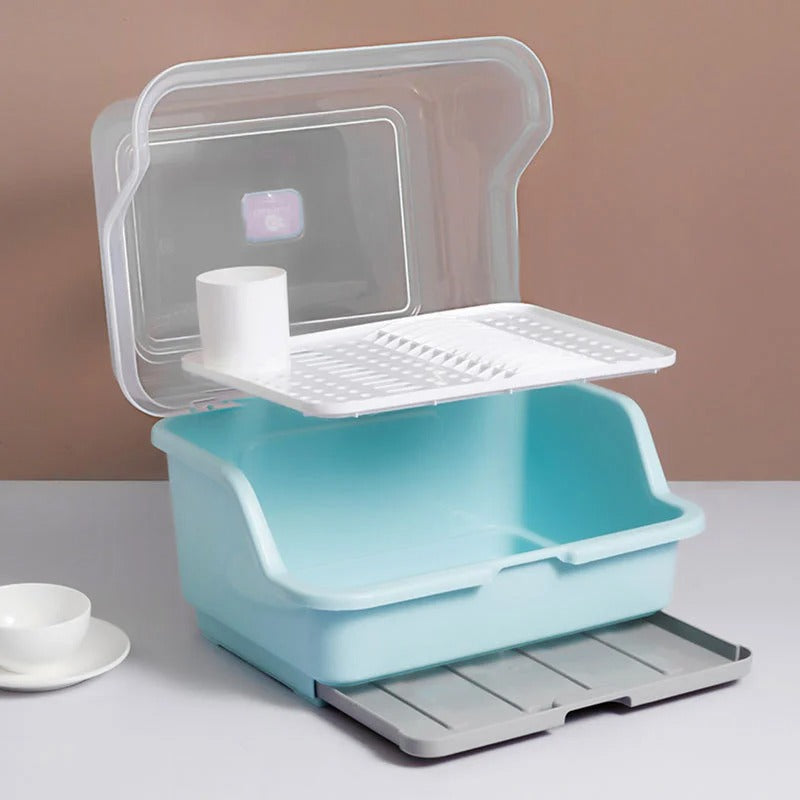 Dish Drainer Rack Dust-proof Plate Drying Rack