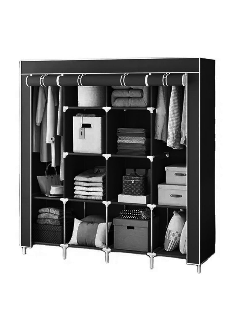 12 Shelves Collapsible Wardrobe Closet Clothes Storage Rack 28170
