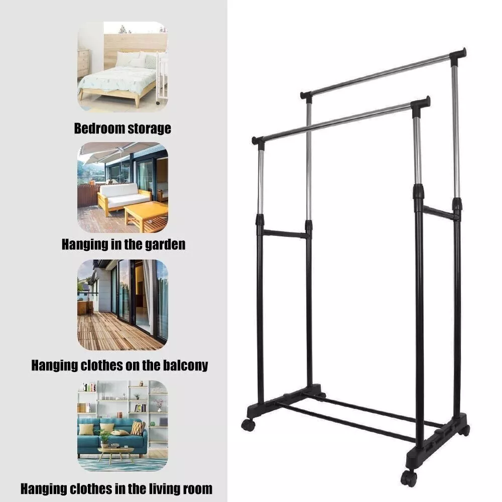 Clothing Rack Clothes Rack Standard Rod Simple Rolling Metal Garment Rack