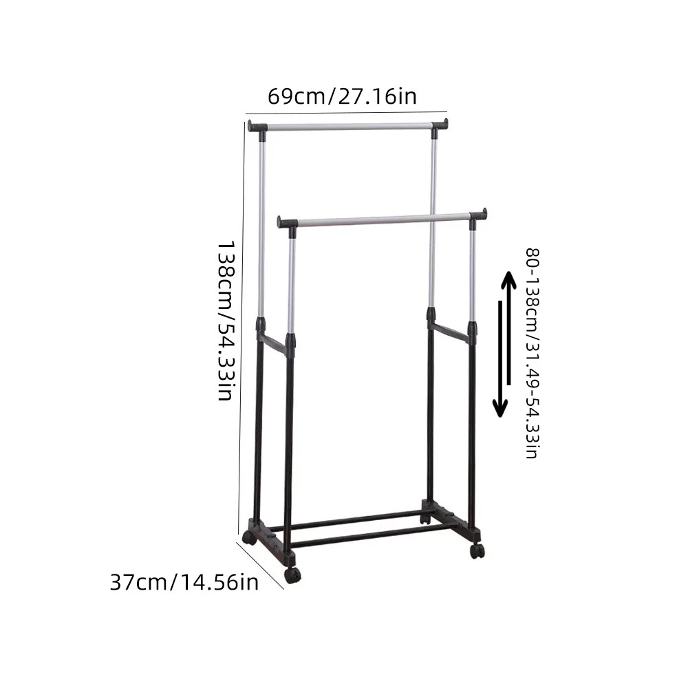 Clothing Rack Clothes Rack Standard Rod Simple Rolling Metal Garment Rack